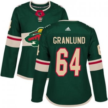 Adidas Minnesota Wild #64 Mikael Granlund Green Home Authentic Women's Stitched NHL Jersey
