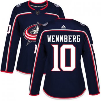 Adidas Columbus Blue Jackets #10 Alexander Wennberg Navy Blue Home Authentic Women's Stitched NHL Jersey