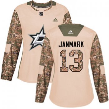 Adidas Dallas Stars #13 Mattias Janmark Camo Authentic 2017 Veterans Day Women's Stitched NHL Jersey