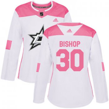 Adidas Dallas Stars #30 Ben Bishop White Pink Authentic Fashion Women's Stitched NHL Jersey