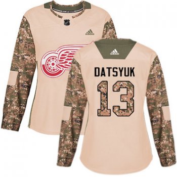Adidas Detroit Red Wings #13 Pavel Datsyuk Camo Authentic 2017 Veterans Day Women's Stitched NHL Jersey