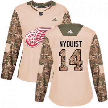 Adidas Detroit Red Wings #14 Gustav Nyquist Camo Authentic 2017 Veterans Day Women's Stitched NHL Jersey