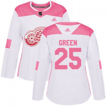 Adidas Detroit Red Wings #25 Mike Green White Pink Authentic Fashion Women's Stitched NHL Jersey