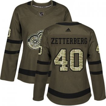 Adidas Detroit Red Wings #40 Henrik Zetterberg Green Salute to Service Women's Stitched NHL Jersey