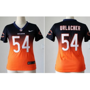 Nike Chicago Bears #54 Brian Urlacher Blue/Orange Fadeaway Womens Jersey