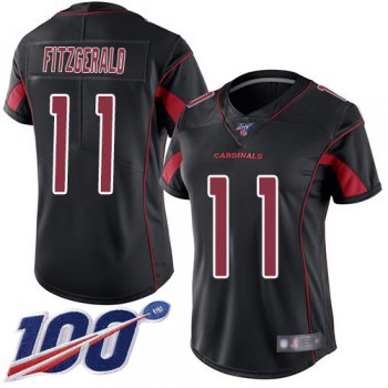 Nike Cardinals #11 Larry Fitzgerald Black Women's Stitched NFL Limited Rush 100th Season Jersey