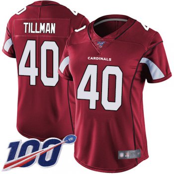 Nike Cardinals #40 Pat Tillman Red Team Color Women's Stitched NFL 100th Season Vapor Limited Jersey