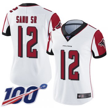 Nike Falcons #12 Mohamed Sanu Sr White Women's Stitched NFL 100th Season Vapor Limited Jersey