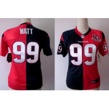 Nike Houston Texans #99 J.J. Watt Blue/Red Two Tone Womens Jersey