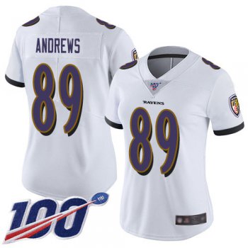 Nike Ravens #89 Mark Andrews White Women's Stitched NFL 100th Season Vapor Limited Jersey