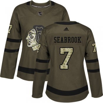 Adidas Chicago Blackhawks #7 Brent Seabrook Green Salute to Service Women's Stitched NHL Jersey