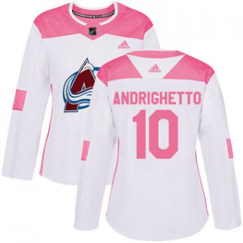 Adidas Colorado Avalanche #10 Sven Andrighetto White Pink Authentic Fashion Women's Stitched NHL Jersey