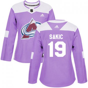Adidas Colorado Avalanche #19 Joe Sakic Purple Authentic Fights Cancer Women's Stitched NHL Jersey
