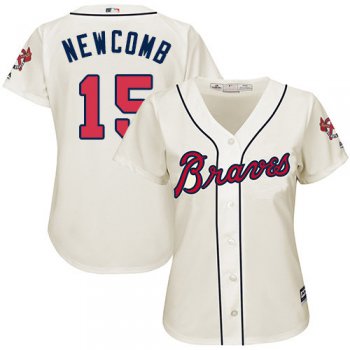 Atlanta Braves #15 Women's Sean Newcomb Authentic Cream Alternate Cool Base Baseball Jersey