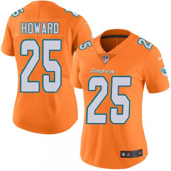 Dolphins #25 Xavien Howard Orange Women's Stitched Football Limited Rush Jersey