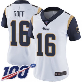Nike Rams #16 Jared Goff White Women's Stitched NFL 100th Season Vapor Limited Jersey