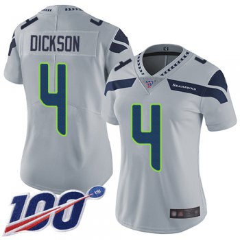 Nike Seahawks #4 Michael Dickson Grey Alternate Women's Stitched NFL 100th Season Vapor Limited Jersey