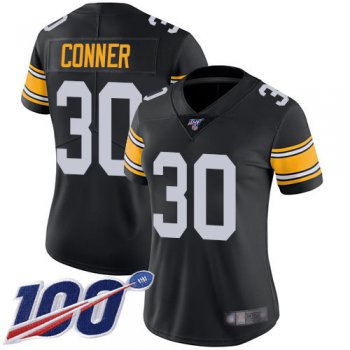 Nike Steelers #30 James Conner Black Alternate Women's Stitched NFL 100th Season Vapor Limited Jersey
