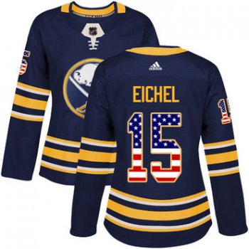 Adidas Buffalo Sabres #15 Jack Eichel Navy Blue Home Authentic USA Flag Women's Stitched NHL Jersey