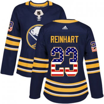 Adidas Buffalo Sabres #23 Sam Reinhart Navy Blue Home Authentic USA Flag Women's Stitched NHL Jersey