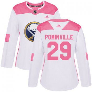 Adidas Buffalo Sabres #29 Jason Pominville White Pink Authentic Fashion Women's Stitched NHL Jersey