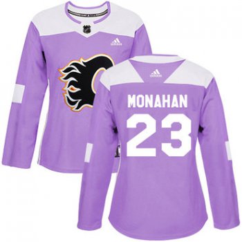 Adidas Calgary Flames #23 Sean Monahan Purple Authentic Fights Cancer Women's Stitched NHL Jersey