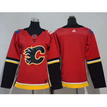 Adidas Calgary Flames Blank Red Home Authentic Women's Stitched NHL Jersey
