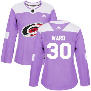 Adidas Carolina Hurricanes #30 Cam Ward Purple Authentic Fights Cancer Women's Stitched NHL Jersey
