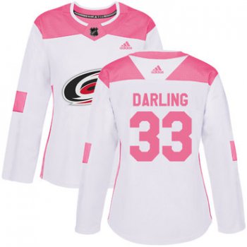 Adidas Carolina Hurricanes #33 Scott Darling White Pink Authentic Fashion Women's Stitched NHL Jersey