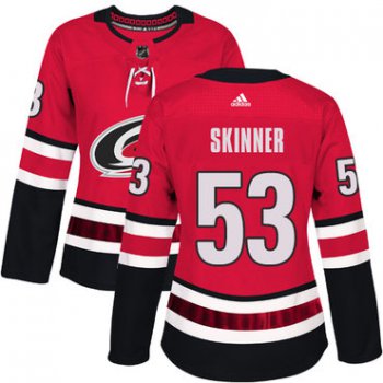 Adidas Carolina Hurricanes #53 Jeff Skinner Red Home Authentic Women's Stitched NHL Jersey