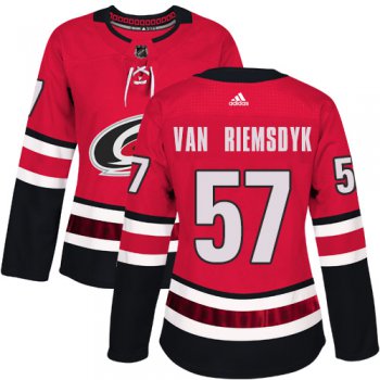 Adidas Carolina Hurricanes #57 Trevor Van Riemsdyk Red Home Authentic Women's Stitched NHL Jersey