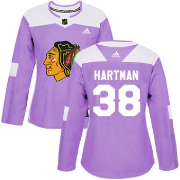 Adidas Chicago Blackhawks #38 Ryan Hartman Purple Authentic Fights Cancer Women's Stitched NHL Jersey