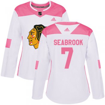 Adidas Chicago Blackhawks #7 Brent Seabrook White Pink Authentic Fashion Women's Stitched NHL Jersey