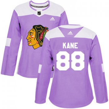 Adidas Chicago Blackhawks #88 Patrick Kane Purple Authentic Fights Cancer Women's Stitched NHL Jersey