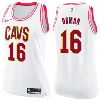 Nike Cleveland Cavaliers #16 Cedi Osman White Pink Women's NBA Swingman Fashion Jersey