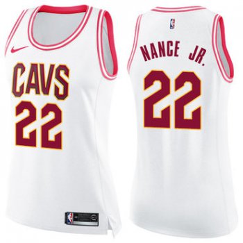 Nike Cleveland Cavaliers #22 Larry Nance Jr. White Pink Women's NBA Swingman Fashion Jersey