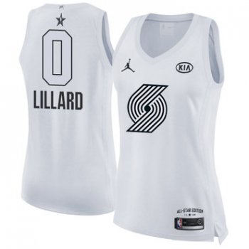 Nike Portland Trail Blazers #0 Damian Lillard White Women's NBA Jordan Swingman 2018 All-Star Game Jersey