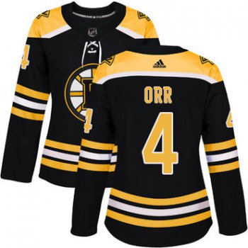 Adidas Boston Bruins #4 Bobby Orr Black Home Authentic Women's Stitched NHL Jersey