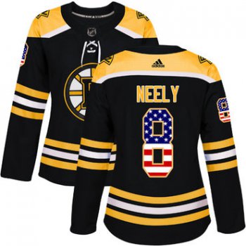 Adidas Boston Bruins #8 Cam Neely Black Home Authentic USA Flag Women's Stitched NHL Jersey