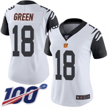 Nike Bengals #18 A.J. Green White Women's Stitched NFL Limited Rush 100th Season Jersey