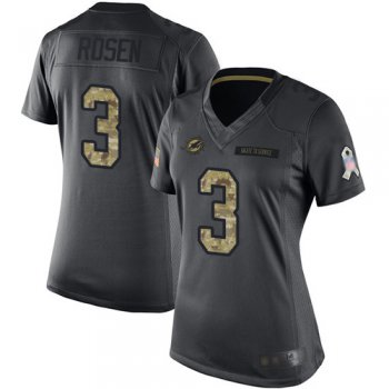 Dolphins #3 Josh Rosen Black Women's Stitched Football Limited 2016 Salute to Service Jersey