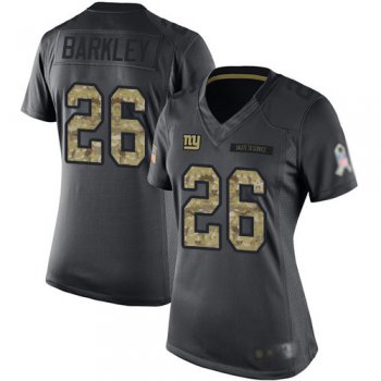 Giants #26 Saquon Barkley Black Women's Stitched Football Limited 2016 Salute to Service Jersey