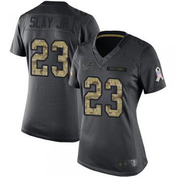 Lions #23 Darius Slay Jr Black Women's Stitched Football Limited 2016 Salute to Service Jersey