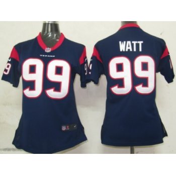 Nike Houston Texans #99 J.J. Watt Blue Game Womens Jersey