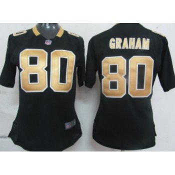 Nike New Orleans Saints #80 Jimmy Graham Black Game Womens Jersey