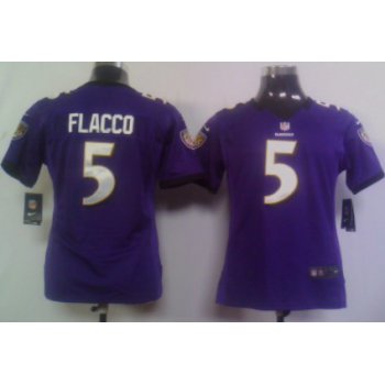 Nike Baltimore Ravens #5 Joe Flacco Purple Game Womens Jersey