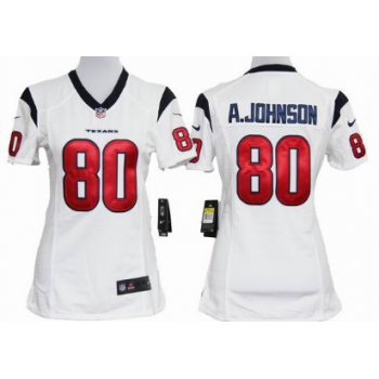 Nike Houston Texans #80 Andre Johnson White Game Womens Jersey