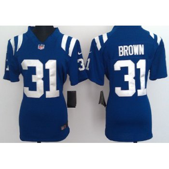 Nike Indianapolis Colts #31 Donald Brown Blue Game Womens Jersey