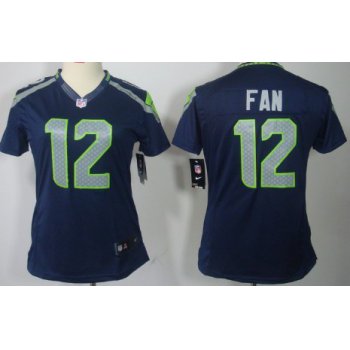 Nike Seattle Seahawks #12 Fan Navy Blue Limited Womens Jersey