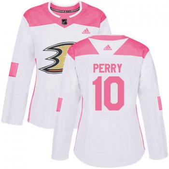 Adidas Anaheim Ducks #10 Corey Perry White Pink Authentic Fashion Women's Stitched NHL Jersey